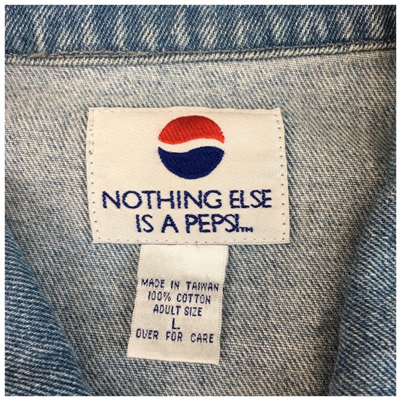 Vintage Pepsi Cola Denim Trucker Jean Jacket Logo Button Men's Size L‎ - Picture 5 of 6